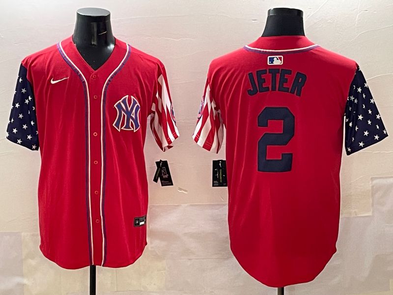 Men New York Yankees 2 Jeter Red a generation of national flags Jointly Name 2025 Nike MLB Jersey style 1